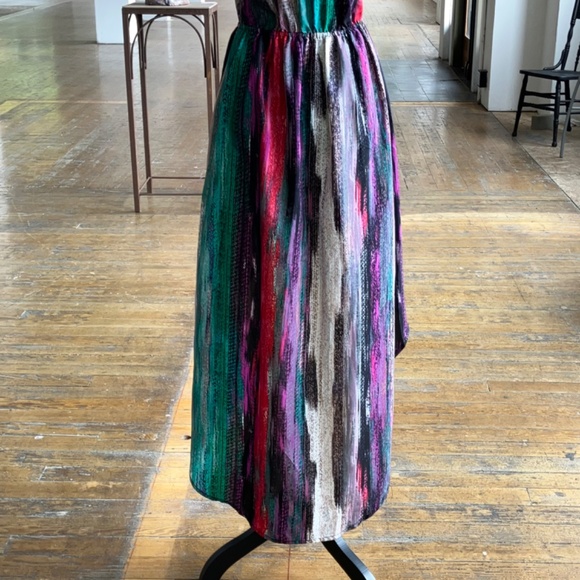 Purple blue, pink and black High-low Razorback dress - Picture 7 of 11